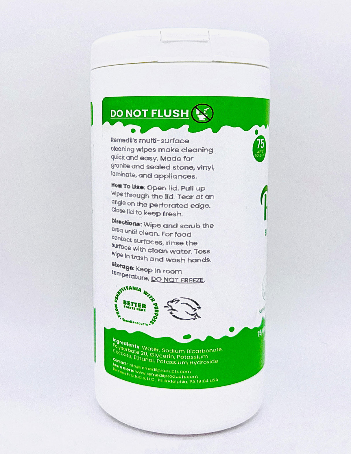 Remedii's Multi-Surface Cleaning Wipes, Unscented, 75 Count